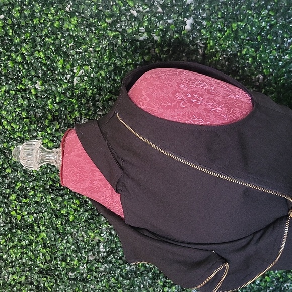 Privy Black Mini Dress with Gold Trim - Picture 5 of 6